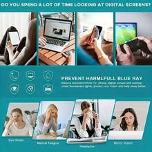 4pcs Unisex Square Frame Daily Wear Optical Glasses, Campus Style Face-Flattering Blue Light Blocking Glasses - 熱的 - 查看 9