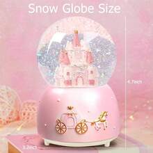 Castillo de globos de nieve luminosa caja de msica de dibujos animados casa de nieve bola de cristal de nieve automtica con luces que cambian de color, decoracin del hogar, cumpleaos, boda para nios y adultos rosa - Rosa - Ver 8