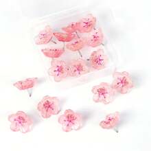 创意樱花3D立体可重复使用粉色花朵图钉，带包装盒，可爱DIY板钉，办公学习用品