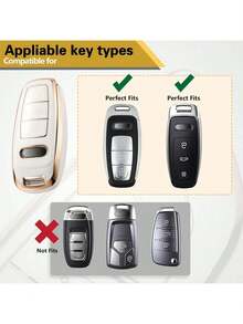 For Audi Key Fob Cover With Luxury Diamond Bling Braided Rope Keychain, Upgraded Soft Key Case For A3 A6-A8 E-Tron S3 RS6-7 SQ7-8 Key Fob Shell - White - View 2