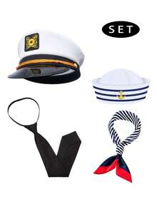Hat Set Navy Cap Sailor Hat Party Sexy Outfit Accessories Set Suitable For Halloween Birthday Holiday Beach Yacht Bar - Multicolor 1 - View 1