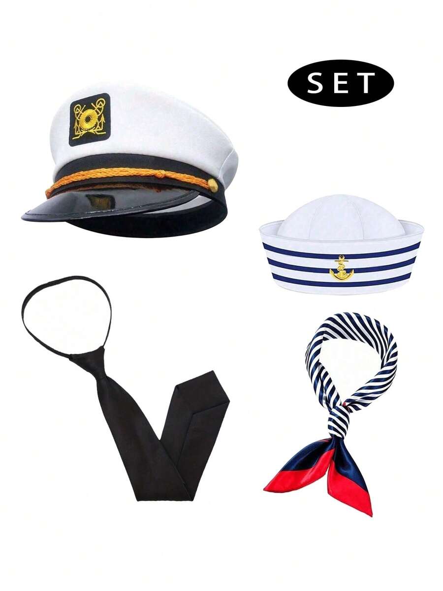Hat Set Navy Cap Sailor Hat Party Sexy Outfit Accessories Set Suitable For Halloween Birthday Holiday Beach Yacht Bar - Multicolor 1 - View 1