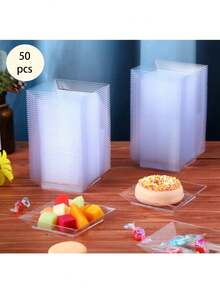 50个透明塑料甜点开胃菜盘，3.6 x 3.6英寸一次性小方塑料甜点派对蛋糕盘沙拉品尝盘，适用于婚礼蛋糕开胃菜派对招待会 - 彩色 - 查看 12