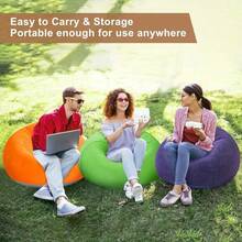 1个舒适充气豆袋椅，便携式PVC休闲椅，多种颜色可选，天鹅绒材质，适用于客厅、卧室、阳台、阅览室以及露营、野餐、音乐节等各种户外活动。