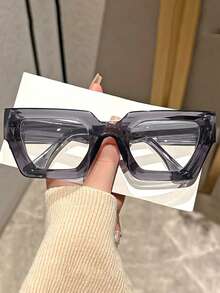 Classic Retro Women's Fashion Glasses, Geometric Frame Transparent Lens Reading Flat Lens, Unisex Light,Marriage, Party, Music Festival, Reading, Street Photography Check-In, Ladies' Glasses - Trong sáng - Xem 3