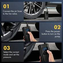SUITU 便携式轮胎充气泵 150 Psi 有线/无线手持智能气泵 三档快速充气带自动断电 迷你电动车载气泵 适用于汽车/摩托车/气球 必备汽车工具 汽车配件（有线款不含电池；无线款配备 2000mAh 锂离子电池） - 黑色 - 查看 8