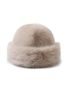 Women's Fluffy Wide Brim Faux Fur Bucket Hat, Warm And Cozy Bucket Hat For Winter, Fashionable And Comfortable, Suitable For Stylish Street Outfits. Warm Accessory