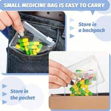 7/14pcs, Transparent Reusable Self-Sealing Zipper Bag, Portable Plastic Storage Bag, Suitable For Jewelry, Cosmetics, Office Supplies And Small Items, Polished Surface, Rectangular Shape, Zipper Closure, Jewelry Storage Storage, Jewelry Scroll, Jewelry Storage, Jewelry Storage Bag - Multicolor - View 7