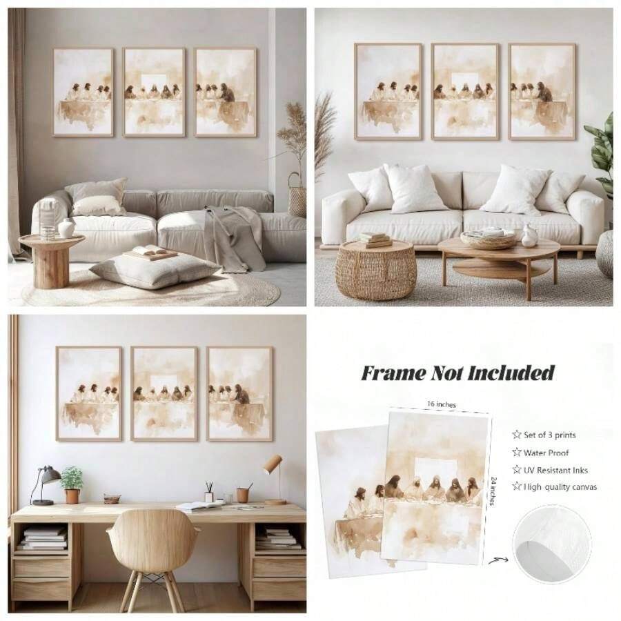 Jess arte de pared, lona religioso, arte de pared, arte cristiano, decoracin de pared, pster de Dios, fotos bohemias, hojas de Jess, pintura de la Biblia de las ovejas, para sala de estar, - 16x24 Inch No Frame + Arte de la última cena - Ver 1