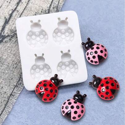1pc Ladybug Silicone Mold - Birthday Decor Mold, Easy Demold, Suitable For Birthday, Wedding, Valentine's Day, Mother's Day, Father's Day, Christmas, Halloween Decor - For Resin, Clay, Plaster, Scented Candle DIY Pendant Handcraft Silicone Mold