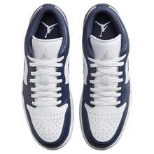 Air Jordan 1 Low 'Midnight Navy' Blue White Wolf-Grey Sneakers Men 553558-141 - 彩色 - 查看 4