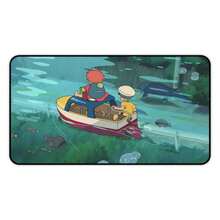 Ponyo Anime Desk Mat,  Aesthetic Mouse Pad, Desk Decor, Cute Kawaii Office Accessories, Large Gaming Mat, Studio  Gift - White - View 1