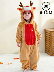 MICHLEY 1Pc Baby Autumn Winter Long With Double Zipper Cartoon Sleeping Bag Elk/Shark/One-Horned Dragon/Leopard Cute Comfortable With Hat Unisex Baby Supplies Suitable For Indoor Outdoor Halloween Christmas Festival Wear