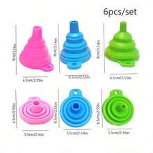 6/3/2/1 Pcs Foldable Funnel Set, Suitable For Kitchen Utensils, Engine Funnel, Universal Silicone Liquid Funnel For Cars, Cleaning Fluid Replacement Funnel, Foldable Portable Car Oil Change Funnel, Collapsible Funnel, Multi-Functional Portable Mini Kitchen Funnel, Retractable Oil Funnel, Household Liquid Dispenser, Small Kitchen Gadgets