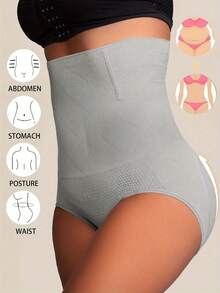 From Local Plus Size High-Waist ComfortLift Belly Support Panty With Secure Core Hold, Gentle Hip Contour Rise, Airy Mesh Breathability And Smooth Under-Clothing Coverage - Xám - Xem 8