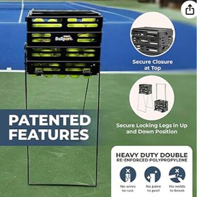 Tourna Ballport Deluxe - Tolva de Pelotas de Tenis con Ruedas, Capacidad para 80 Pelotas