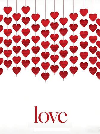 36/6pcs Shiny Red Heart Beaded Curtain, Glitter Window Decor, Suitable For Valentine's Day, Wedding, Birthday Party, Living Room Bedroom Metal Wire Hanging Backdrop Curtain, Home Room Divider