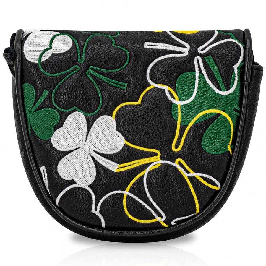 Black Floral Pattern Golf Club Head Cover, PU Material, Dust-Proof And Wear-Resistant, Embroidered Design, The Best Choice For Protecting Your Golf Clubs. - Black - View 1