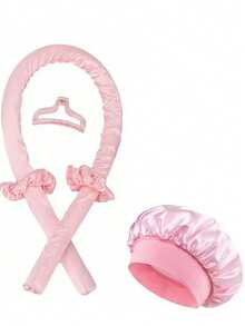 5件套免加热卷发器和缎面睡帽套装，包含免加热卷发发带、发爪夹、发圈和柔软睡帽，适合所有发质，长短发皆宜，打造自然卷发造型，居家美发配件。 - 彩色 - 查看 13