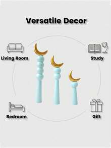 斋月装饰套装，中东风格建筑装饰，星月客厅/桌面节日装饰，宰牲节/开斋节用品，穆哈兰姆月/斋月 - 彩色 - 查看 4