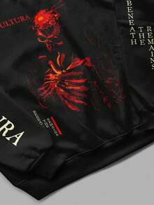 Unisex Crew Neck Sweatshirt Sepultura Metal Print Printed Sleeves Casual Black Soft Fabric - màu đen - Xem 3