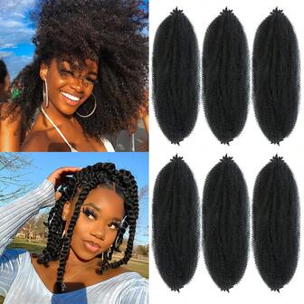 FULCRUM 12 18 24 30 Inch Afro Twist Hair Natural Black Kinky Marley Twist Crochet Braiding Hair For Women Pre-Separated Springy Afro Twist Hair Pre Fluffed Spring Twist Hair For Faux Locs Synthetic Hair Extensions