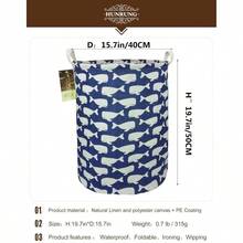 Cesta de tela de lona ligera de, para almacenamiento de juguetes, ropa sucia, plegable, resistente al agua, para dormitorios universitarios, dormitorios de nios, cuartos de ba - Azul - Ver 3