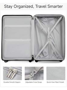 New 20/28 Inch  BLACK Luggage With Spinner Wheels, Polycarbonate Expandable Hard Shell Suitcase - 櫻桃 - 查看 7