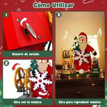 Figura de Santa Claus, Caja de Música de Cuerda 23 cm, Molino de Viento Giratorio, Regalo de Navidad, Coleccionables, Adornos, para Familia, Amigo y Niño - rojo y verde - Ver 11