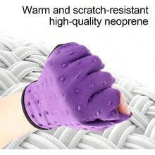 Swimming Gloves Webbed Swimming Gloves Webbed Swim Aquatic Training Gloves Sports Swimming Accessories Resistant Training, Neoprene Training Mittens with Wrist Men Women - Morado + M - Ver 8