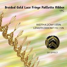Dây ruy băng ren dệt màu vàng ánh kim dài 50cm, có tua rua và đính sequin, thích hợp cho biểu diễn sân khấu, may vest, váy cưới, trang trí. - nhiều màu - Xem 14