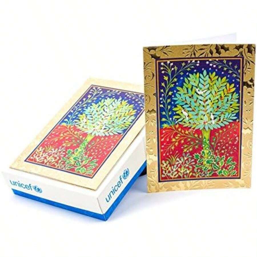 Hallmark UNICEF - de Navidad en caja, paloma de la paz en la tierra (12 tarjetas y 13 sobres) (1XPX2022)(Árbol sagrado Tarjetas) - Multicolor - Ver 1
