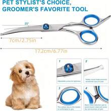 Pet Grooming Scissors Set, Professional Fur Cutting Scissors For Dogs, Curved Scissors For Poodle, Teddy Dog Hair Trimming Shears