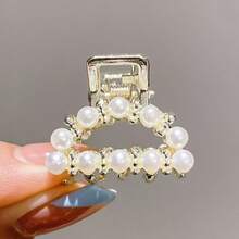 6pcs Women's Hair Clips Decorated With Faux Pearl And Rhinestone, Suitable For Updo Hairstyles Hair Accessories Flower Hair Clip Fashion Claw Clip Elegant Hair Claw - Gold - View 10