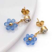 6pcs Cubic Zirconia Stud Earrings, Stainless Steel Crystal Hoop Earrings, Suitable For DIY Earring Jewelry Making Materials - Multicolor - View 5