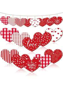 16/8pcs Wooden Heart Shaped Decorations, Wooden Heart Shaped Signs, Wooden Crafts, Heart Shaped Hanging Ornaments, Suitable For Decorating Living Room, Bedroom, Staircase, Fireplace And Porch. Perfect For Valentine's Day, Mother's Day, Wedding, Anniversary And Home Decor. - Multicolor - View 2