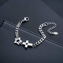 1pc Gothic Cross Chain Bracelet, Dark Style Edgy Niche, Unisex High-End Minimalist Unique Jewelry - Multicolor - View 8