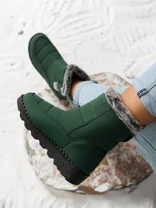 FZY 2026 Winter New Mid-Calf Boots, Non-Slip Winter Women's Snow Boots - Thick-Soled Women's Mid-Calf Snow Boots, Lightweight And Shock-Absorbing Outdoor Sports Boots - Leather Boots With Fur Lining, Warm And Insulated Winter Snow Boots, Suitable For Outdoor And Casual Winter Women's Boots, Available In Multiple Colors, Perfect For Holiday Occasions. Suitable For Romantic Dates, Elegant Business Attire, And Casual Wear, Making A Perfect Holiday Surprise Gift. Valentine's Day Romantic Charm Avant-Garde Elongated Women's Boots, Easter Outing Casual Women's Shoes. - 綠色 - 查看 3