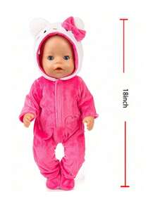 16-18寸跨境美国娃娃通用粉色蓝红色小猫衣服套装43CM重生娃娃衣服套装，适合秋冬，婴儿娃娃配件>儿童娃娃服装，10cm娃娃服装，Baby Alive服装