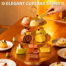 Gold Cake Stand Set, Metal Dessert Table Display Set With Cupcake Stand And Cake Stands For Party, Wedding, Birthday, Anniversary,  Shower, Thanksgiving, Christmas - 10PCS - 查看 5