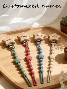 Clip personalizado para chupete, diseño de estrella, material de silicona suave, chupete de dentición anti-pérdida - Multicolor - Ver 1