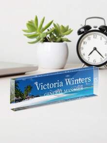 1个个性化办公室铭牌 - 27种款式，可定制办公桌铭牌，办公桌装饰礼品，男女皆宜，亚克力办公桌铭牌，适用于教师、同事、员工、老板（夏日海风），圣诞礼品用品 - 彩色 - 查看 7