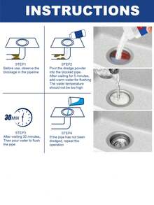 1 Pack Powerful Drain Cleaner Powder - Unclogs Kitchen And Bathroom Sinks, Toilets - Removes Grease And Debris - Essential Household Cleaning Item - Powdery - View 5