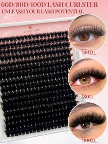 100D Faux Mink Eyelashes Cluster Lashes 0.07mm D Curling 10-16mm Mix Natural Eyelashes Extension 3D Russian Strip Volume Individual Eyelash Cluster Makeup Tools(60D 80D Lash Individual Cluster) - Black - View 2