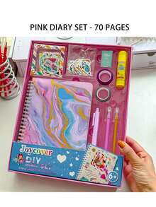 Kit de Diário DIY para Meninas de 8 a 14 Anos, Conjunto de Papelaria e Diário com Adesivos, Presentes de Aniversário para Meninas de 8, 9, 10, 11, 12, 13 e 14 Anos, Kit de Artesanato de Scrapbook, Ideia de Presente de Aniversário para Adolescentes - Dourado - Visão 13