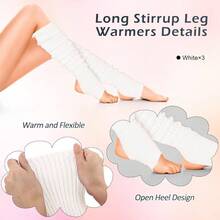 Long Leg Warmers Women 24 Inch Over Knee Knit Ribbed Leg Warmer Stirrup Yoga 80s Party Dance Ballet Supply - One Size + Black, White, Gray + 3 - View 6