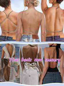 Women's Backless Strapless Push-Up T-Shirt Bra - No Underwire Comfort Fit, Removable Padding & Seamless Nude Color For Layering, Strap-Free Daily Wear, Durable Wire-Free Lift, Tummy Control Lingerie (Casual & Formal) - Màu Khaki - Xem 4
