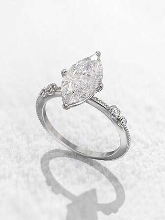 1pc Fashionable Jewelry Ring, Cubic Zirconia Encrusted Luxury Gift For Women, Suitable For Wedding, Party