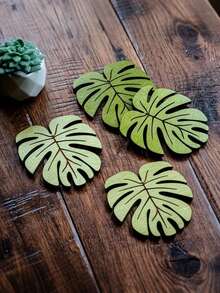 6件套竹制杯垫，天然木纹杯垫，隔热杯垫，防滑餐垫，圣诞节最佳选择，感恩节完美礼物 - 彩色 - 查看 6