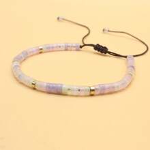 1PC 4mm Natural Stone Bracelet, Amethyst Wood Grain Turquoise Design For Gift Exchange Handmade Braided Unisex Beaded Bracelet Bridal Shower Festival Travel All Seasons Fashion Bohemian Retro Accessories - 壽山石(優化) - 查看 4